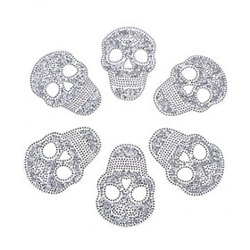 2x 6x Crystal Applique Patches Iron-on Hot Fix Rhinestone Skull Iron-on Image
