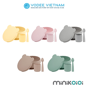 MinikOiOi Bộ ăn dặm số 1 cho bé chất liệu silicone cao cấp gồm chén, cốc và muỗng