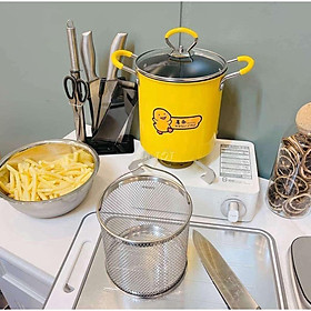 Mua Nồi chiên ngập dầu chống dính có giá lọc thông minh màu vàng hình con vịt