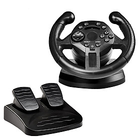 Gaming Vibration Racing Steering Wheel and Brake Pedals Kit for /PC USB Black