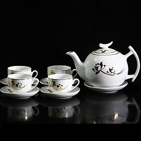 Mua Thưởng Trà Sang Trọng Với Bộ Ấm Pha Trà Men Trắng Vẽ Sen Vàng Kim  Bộ Ấm Pha Trà  Bộ Ấm Pha Trà Đẹp  Bộ Chén Trà