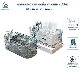 Mua Hộp Đựng Khăn Giấy Vân Kim Cương Trong Suốt Tích Hợp Khay Đựng Đồ Đa Năng Charm Thỏ Sang Trọng - HÀNG CHÍNH HÃNG MINIIN
