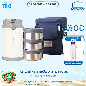 Bộ Hộp Cơm Giữ Nhiệt Lock&Lock Easy Carry 2L LHC8039 Có Túi (1 Hộp 720ml, 2 Hộp 420ml Kèm 1 Bộ Muỗng Và Nĩa)