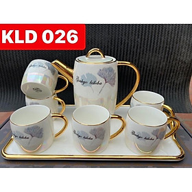 Mua (Hàng có sẵn)Bộ trà khay  bộ trà cao cấp tô quai vàng (Ảnh thật sp)