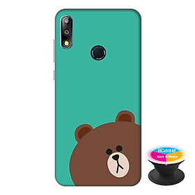 Ốp lưng điện thoại Asus Zenfone Max Pro M2 hình Gấu Xám tặng kèm giá đỡ điện thoại iCase xinh xắn - Hàng chính hãng
