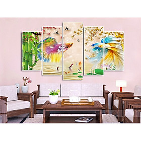 tranh treo tường Cá 3D C20745/Gỗ MDF cao cấp phủ kim sa/ Chống ẩm mốc, mối mọt/Bo viền góc tròn