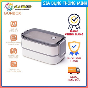 Hộp cơm văn phòng 2 tầng tặng kèm muỗng nĩa BONBOX BTW40 nhiều ngăn tiện lợi - Hàng chính hãng