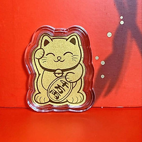 [Đã Khai Quang] Mèo Thần Tài Mạ Vàng mẫu Chiêu Tài Lộc Dán Điện Thoại May Mắn Mẫu Cao Cấp Chất Lượng Tốt