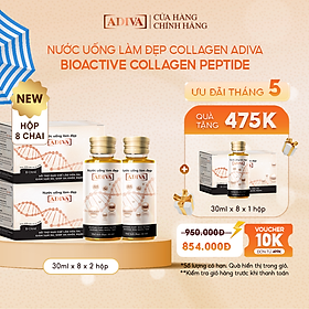 Combo 2 Hộp Nước Uống Làm Đẹp Collagen ADIVA Tem Trắng (8 Chai/Hộp)- Giúp Làn Da Săn Chắc, Ảm Mịn Và Căng Bóng