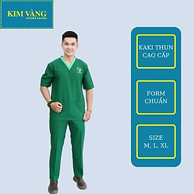 [KIM VÀNG] Quần áo y tá điều dưỡng đồng phục bệnh viện tay ngắn chất liệu Kaki thun - Màu xanh két mẫu 01