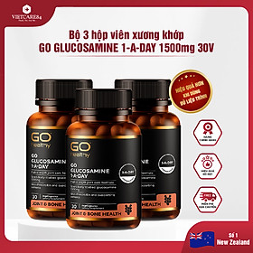 Bộ sản phẩm 3 hộp viên uống bổ xương khớp glucosamine nhập khẩu chính hãng New Zealand GO GLUCOSAMINE 1-A-DAY 1500mg (30 viên) giúp tăng dịch khớp, giảm thoái hóa khớp, khô khớp, cứng khớp; giúp xương sụn khớp khỏe mạnh