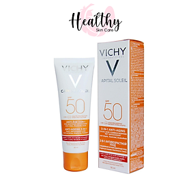 Kem Chống Nắng Bảo Vệ Và Giúp Giảm Các Dấu Hiệu Lão Hóa Vichy Capital Ideal Soleil Anti-Ageing SPF50 UVBUVA 50ML