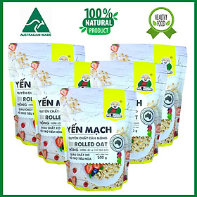 Combo 5 Bịch Yến Mạch Úc Tươi Mr Johnny 500g - Cho người ăn kiêng, giảm cân - Cán mỏng - Rolled Oat (Vàng)