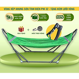 Mua Võng Xếp Hoàng Nhân Khung Sơn Tĩnh Điện Phi 32 - Tặng Kèm Lưới Võng ( Chịu trọng lực 250kg )
