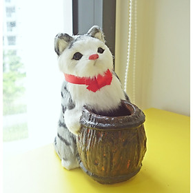 Ống Cắm Bút, Hộp Đựng Bút Trang Trí Hình Chú Chó Mèo Bông Handmade