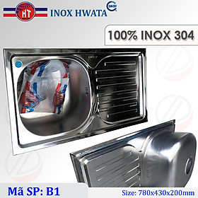 Chậu Rửa Chén Bát Chính Hãng HWATA INOX 304 - Loại 1 hộc 1 cánh, 2 hộc, nhiều kích thước thông dụng kèm xi phông