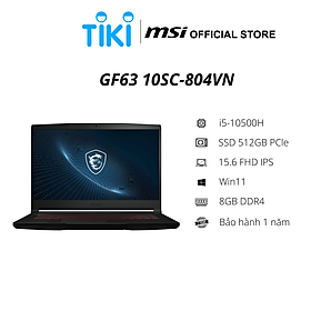 Mua Laptop MSI GF63 Thin 10SC-804VN i5-10500H/8GB/512GB/Win10 / Màu Đen  - Hàng Chính Hãng