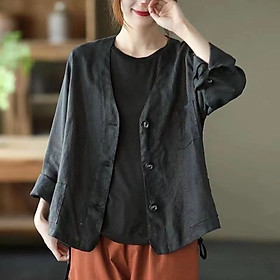 Áo Vest Blazer form vừa tay dài, có túi ngực, chất vải Linen mềm thiết kế trẻ trung công sở Đũi Việt
