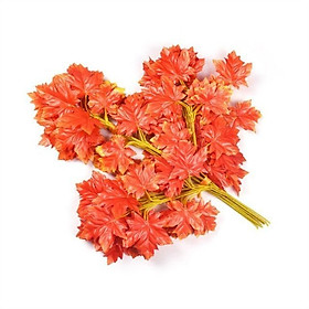 Mua Cành lá phong giả - 1 cành - 5 Nhánh - 25 Lá - Size từ 55cm đến 65cm - Cành lá phong đỏ làm cây trang trí - Cây giả  hoa lụa Decor trang trí nhà cửa