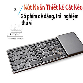 Mua Bàn phím bluetooth gấp gọn đa năng mẫu phím tròn có chuột cảm ứng dùng hệ điều hành IOS  Window  Android