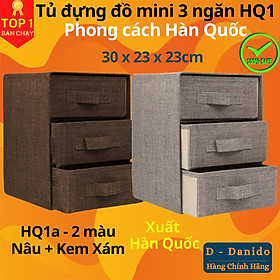 Tủ đựng đồ mini 3 ngăn HQ1 phong cách Hàn trang nhã – Hộp vải đựng đồ đa năng 3 tầng Hàn Quốc chính hãng