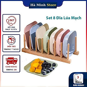 Mua Sét 8 Đĩa Lúa Mạch Chữ Nhật  Màu Pastal  Siêu Xinh Siêu Siêu Ưu Đãi Đĩa Lúa Mạch Cao Cấp - Gia Dụng Hà Minh