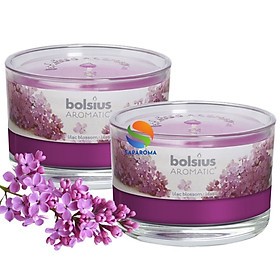 Combo 2 ly nến thơm tinh dầu Bolsius Lilac Blossom 155g - hoa tử đinh hương, nến trang trí, thơm phòng, thư giãn, Hỗ trợ khử mùi