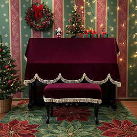 Khăn phủ đàn piano cơ đàn piano điện tử 88 phím trang trí năm mới Tết giáng sinh noel sang trọng cao cấp - Hàng chính hãng