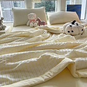 Bộ chăn chần ga gối cotton đũi nhăn LIDACO mềm mịn thoáng mát nhiều kích thước lựa chọn