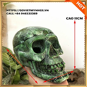 Mua Tượng đá trang trí hình đầu lâu - Gạt tàn thuốc trang trí hình Đầu Lâu - Màu xanh lục bích - Size Lớn Dài 16cm