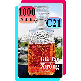 Mua  Mua 5 Tặng 1   C21 Chai Đựng Rượu Thủy Tinh Vuông 1000ml - Đẹp Cao Cấp - Nắp Kín Thủy Tinh Trong - Tặng Biếu Sang Trọng