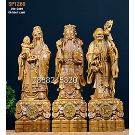 Bộ tượng phật tam đa phúc lộc bằng gỗ bách xanh thơm nức kt cao 40×12×10cm