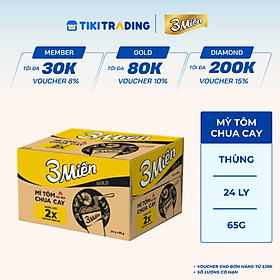 Thùng 24 Ly Mì Ly Tôm Chua Cay Đặt Biệt Reeva 3 Miền Gold 65G