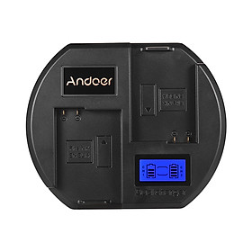 Ổ Sạc Nhanh Andoer Màn Hình LCD Củ Sạc Nhanh US Đầu Cắm USB Cho Pin Nikon EN-EL14 Cho Máy Ảnh Nikon D3300 D5200 D5300 DF D5500 (2 Khe) Đen