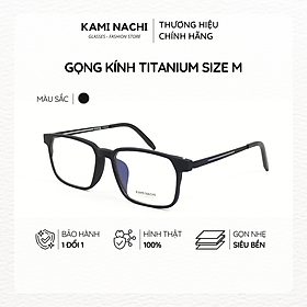 Gọng kính Titanium đen nhám dáng vuông thanh mảnh KAMI NACHI phong cách tối giản Size M