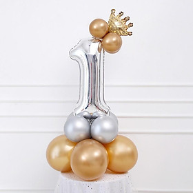 Bóng bay trang trí sinh nhật cho bé, Set bóng bay trang trí sinh nhật đơn giản, bóng số tráng nhôm cỡ lớn 32 inch