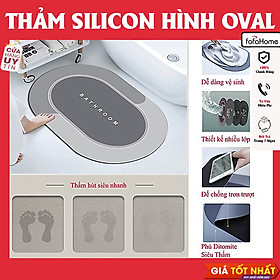 Mua Thảm Lau Chân Silicon Bầu Dục Siêu Thấm Hút - Thảm Chùi Chân Oval Nhà Tắm Có Đế Silicon Chống Trơn Trượt Giao Màu Ngẫu Nhiên