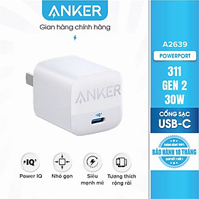 Cốc Sạc Nhanh AN KER 313/311 GEN 2 30W 1 Cổng USB-C PiQ 3.0 tích hợp PD/PPS - AN KER A2639 - Hỗ Trợ Sạc Nhanh Cho Iphone Và Android