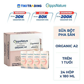 Thực phẩm bổ sung sữa uống dinh dưỡng GippsNature Đạm A2 Beta-Casein Organic hộp 180ml