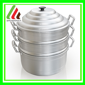 Nồi/xửng hấp hông xôi 1 đáy + 2 ngăn nhôm xi bóng size 24 26 28 30 32 34 36 38 40 42 44 46 50 56 60 Kim Hằng