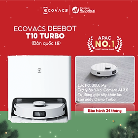 Mua Robot hút bụi lau nhà Ecovacs Deebot T10 Turbo - Trắng Bản Quốc tế - App Tiếng Việt  hàng nhập khẩu chính hãng full VAT  bảo hành chính hãng 24 tháng bởi Vietnam Robotics  lực hút 3000Pa  thời gian hoạt động 3 giờ liên tục  Tự động giặt sấy khăn lau