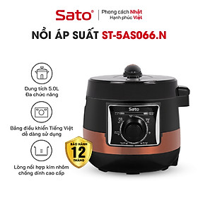 Nồi áp suất đa năng SATO 5AS066.N 5.0L - Nồi áp suất đa chức năng : nấu cơm, nấu cháo, hầm gân, ninh, súp, hấp, giữ ấm ...- Miễn phí vận chuyển toàn quốc - Hàng chính hãng