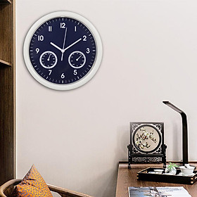 Silent 10 Inch Wall Clock with Thermometer and Hygrometer Display, Non Ticking Quartz Sweep Movement Battery Operated Modern Style for Home, Office