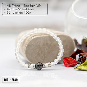 Vòng tay phong thủy Mã não trắng 6mm + Tóc đen VIP