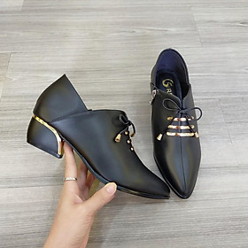 Boot thời trang nữ cao cấp ROSATA RO301 4p gót trụ - Đen, Trắng - HÀNG VIỆT NAM - BKSTORE