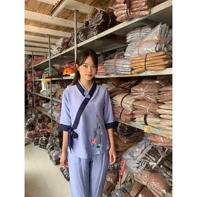 Đồ Lam Đi Chùa # Xéo Nơ Hoa Cúc 1 Nút Thắt - đồ phật tử