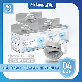 3 Hộp Khẩu Trang Mekong Cao Cấp 4 Lớp Kháng Khuẩn có dây đeo mềm không gây đay tai (50 chiếc 1 Hộp)