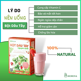 Bột Dâu Tây Behena Nguyên Chất Sấy Lạnh 100% Tự Nhiên Tạo Màu Pha Chế Hộp