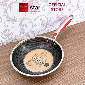 Mua Chảo 3 lớp đáy liền inox 304 bếp từ tổ ong BlackCube Fivestar 24cm quai bọc silicon chống nóng   chống trầy xước