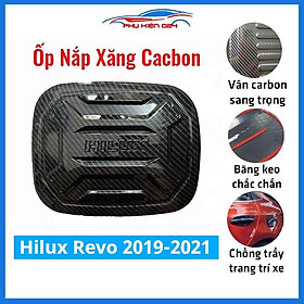 Ốp nắp xăng Hilux 2019-2020-2021 vân cacbon bảo vệ chống trầy trang trí ô tô